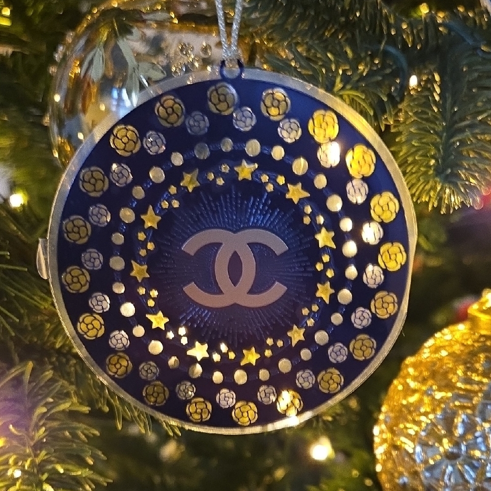 Brand New In Box CHANEL ornament Metal Blue & Gold Ornament Laser Cut Metal 2025